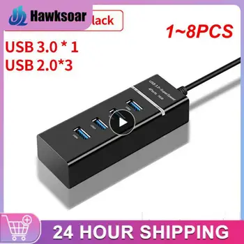 1-8 бр. хъб USB сплитер, за да получите повече порта USB 4 port USB 2.0 Hub с кабел Mini hub Конектор-Сплитер Кабелен адаптер за авто радио