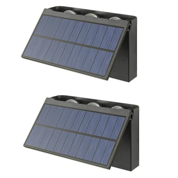 1 Комплект Нови Актуализирани Led Външни Стенни Слънчеви Тела Водоустойчив Черен ABS + PS За Стълба Коридор Двор на Вила