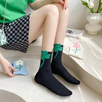 1 Чифт Женски Анимационни Цветни Чорапи цвят Карамел Harajuku Kawaii средна Дължина Дишащи Ежедневни Къси чорапи