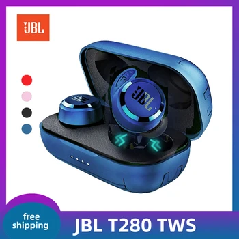 100% оригинални Безжични Bluetooth слушалки JBL T280 TWS, Спортни Слушалки с Дълбоки Бас, Водоустойчиви Слушалки с Зарядно Калъф