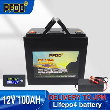 12V LiFePO4 Батериите 100AH Вграден BMS Литиево-желязо-фосфатный батерия 4000 + Цикли За Кемперов RV Golf Cart Слънчев Със Зарядно устройство