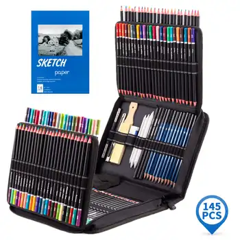 145 парчета маслянистого цветен грифеля набор от художествени цветни моливи инструмент за начинаещи комплект за рисуване комплект моливи