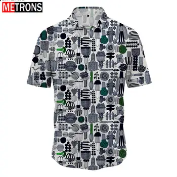 2023 Нова минималистичная мъжка риза с флорална принтом, мъжки хавайска риза с 3D принтом, плажен модерен топ с къс ръкав, Без ежедневната мъжка риза