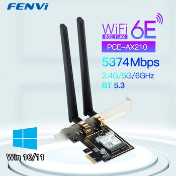 5374 Mbps PCIE Безжичен WiFi адаптер WiFi 6E AX210 Трибандов 2,4 G/5G/6GHz За Bluetooth5.3 802.11 AX Мрежова карта Wi-Fi PC Win10/11