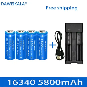 5800 mah акумулаторна батерия от 3.7 На литиево-йонни батерии 16340 cr123a lithium за led фенерче, стенно зарядно устройство за пътуване, батерия 16340 cr123a lithium