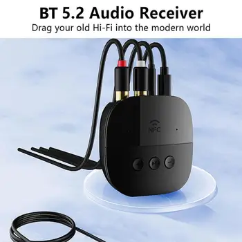 Bluetooth5.2 Аудио ресиверnfc U Диск RCA3.5mm AUX USB Стерео Музикален Безжичен Адаптер С Микрофон За автомобилен комплект Част Усилвател Говорител