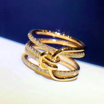CAOSHI Творческа дизайнерски пръстен на пръста си, Аксесоари златен цвят за жени, Прекрасни Ослепителни бижута с кубическим цирконием на Годишнина