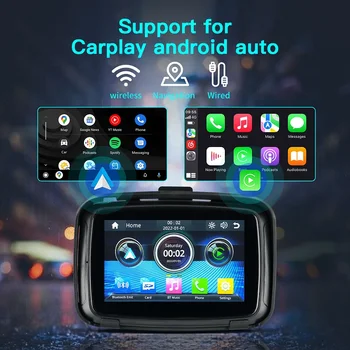 GPS Навигация за мотоциклет Carplay Преносим 5-инчов сензорен екран Carplay IPX7 Водоустойчив Android За безжичен Auto Apple Carplay
