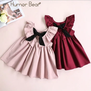 Humor Bear / Нова лятна Детски дрехи за момиченца, Дрехи с лък и отворен гръб, Рокля на Принцеса в Европейския и американския стил
