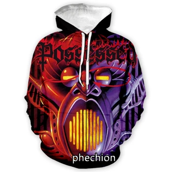 phechion, Нестандартен, Модерен Мъжки/Дамски Hoody с качулка Possessed Rock Band, 3D Принт, с дълъг ръкав, Ежедневни Hoody, Блузи, Мъжки Спортен пуловер A164