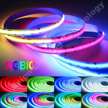 RGBIC COB Led Strip Light 24V 720 Светодиода/m Гъвкава RGB тиксо С Ефект на Преливащи се преследва LED Strip12W/m Супер Ярки за Стая