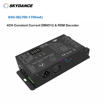 Skydance 12-48 24 4-канален DMX 512 Декодер 700-1750mA RDM Контролер за постоянен ток 7 PWM CC DMX RGB сигнали/RGBW-слаби