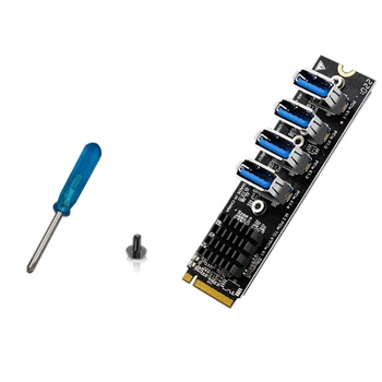 USB 3.0 PCI-E Странично Card M. 2 за PCIE Удължител Странично Adapter Card 4 порта PCI-Express Адаптер за Mac Os Windows Linux