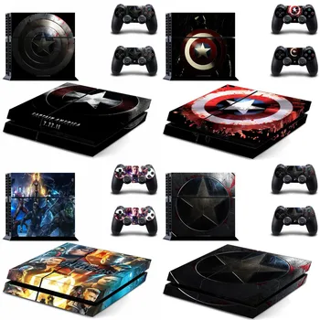 Vinyl стикер Marvel Captain America за конзолата PlayStation 4 PS4 и 2 контролери, стикер на корицата на аксесоари за игри