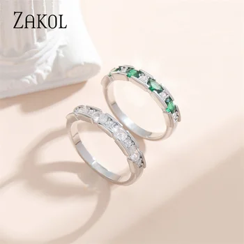 ZAKOL Класически, Овални, пръстени с цирконии за жени, на Корейското Модно Брилянтният пръстен с кристали, бижута за жени Ангажименти, Сватбени партита