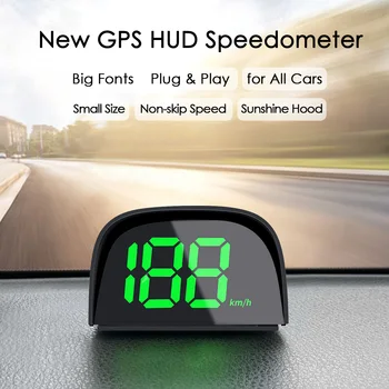 Автомобилен GPS HUD Цифров дисплей за измерване на скоростта Зелена светлина Щепсела и да играе Голям шрифт Аксесоари за автомобилна електроника за всички автомобили