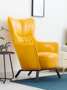 Американски случайни стол тигър с висока облегалка, модерен прост скандинавски единична диван-стол кожен стол дизайнерски стол