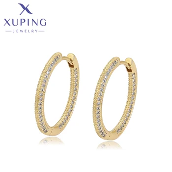 Бижута Xuping Модерно Висококачествено Просто Очарователно пръстен във формата на кръг Светло златист цвят Обеци за жени Подаръци за рожден Ден X000602700