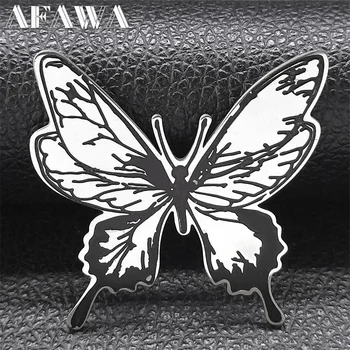Брошки от ревера във формата на пеперуда за мъже/жени от неръждаема Стомана, в Сребърен цвят, икони-брошки, Аксесоари, Бижута X9210S02