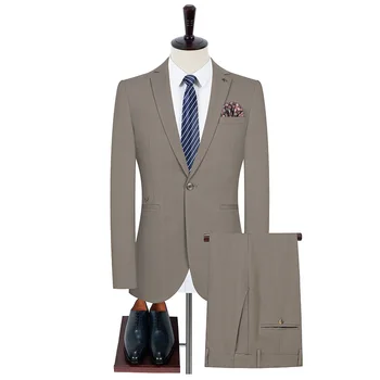 Бутик (сако + панталон Мъжка мода, бизнес английски стил, Джентълменско Прост микроэластичный случайни професионален комплект от 2 теми