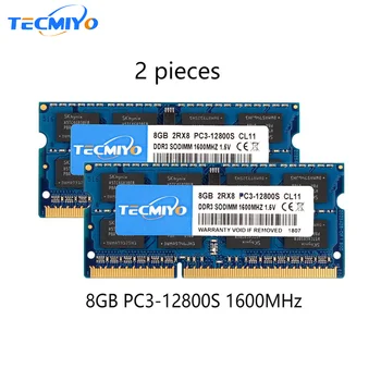 Висококачествена памет за лаптоп Tecmiyo Ram 16GB (2X8GB) DDR3 1600MHz PC3-12800S 2RX8 sodimm памет 1,5 V Без ECC Notebook Memoria - Син