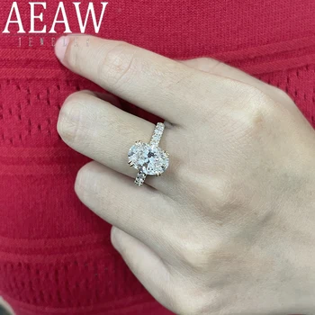 Годежен пръстен с диамант овални диаманти от бяло злато 14 К, отгледана в лаборатория, диамантен пръстен на ИЗРАВНИТЕЛНИТЕ 3 Карата, Годежен пръстен с лабораторна диамантен пръстен Halo Rings МГИ