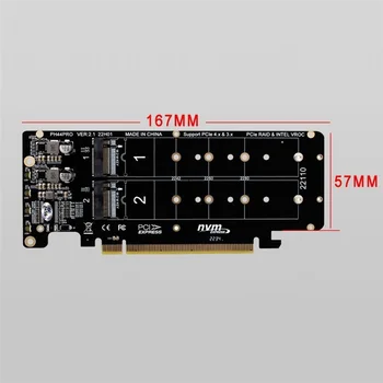 Двухдисковая карта за разширяване на PCIE 4.0 от PCIEx16 до M. 2 M-Key NVME SSD, поддържа 4 твърд диск NVMe M. 2 M Key 2280