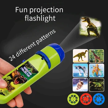 Детски фенерче с 24 слайдове, Образователни играчки за деца, подарък и морски Динозавър, Космически фигура, Факел, Прожектор, фенерче