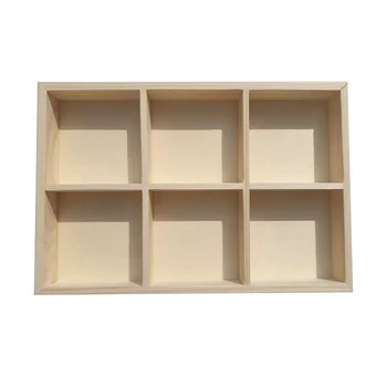 Дървена малка витрина, Бамбук кутия за съхранение, Дървена кутия за съхранение на Художника, 6-сеточная кутия за съхранение на пигмент за декупажа, Контейнер за пигмент