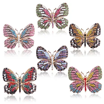 Елегантно, Очарователен брошка-пеперуда, Женски накити от Планински кристал, Разноцветни карфици с насекоми, Облекло, чанта, Аксесоари за Шапки, Модни подаръци