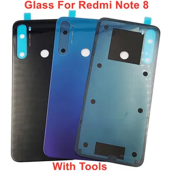 За Xiaomi Redmi Note 8 със Стъклен Капак на Отделението за батерията е Труден Кутията на Гърба на Вратата на Задния Панел на Корпуса Redmi Note 8 Case + Оригинален Стикер-лепило