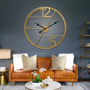 Златни стенни часовници, модерни, големи стенни часовници, часовници за всекидневна, творчески фон е в скандинавски стил, декоративни стенни часовници, Безшумни стенни часовници