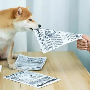 Играчки за отчитане на домашни любимци, имитирующая звук на хартия, вестници, перлено бял артефакт за кучета, играчки за кусания зъбите Kejinai
