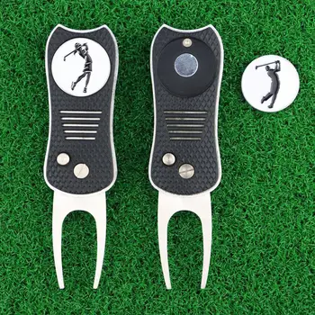 Инструмент за голф Divot Сгъваем U-Образна форма, Висока Твърдост, Неръждаем, за обучение, Преносим, за ремонт на голф игрището, Топката маркер за голф игрища