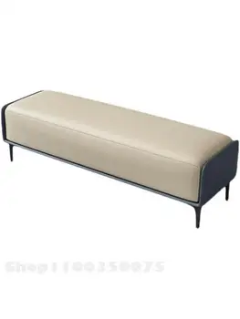 Италианска луксозна светла легло в спалнята, кожен диван-легло, скандинавски минималистичен модерен стол за дневна, столче за смяна на на обувките