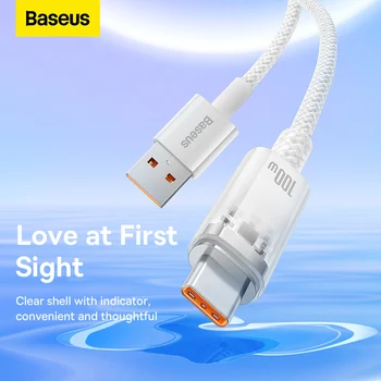 Кабел за бързо зареждане Baseus Explorer Series с интелигентен контрол на температурата от USB преди Type-C с мощност 100 W