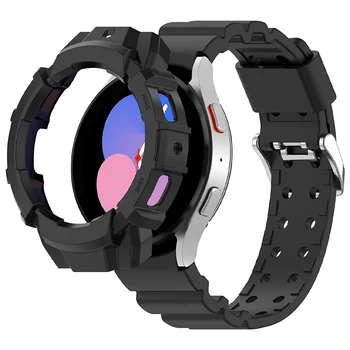 Калъф + каишка за Samsung Galaxy Watch 4/5 44 мм 40 мм гривна силикон, Без пропуски correa Защитен калъф 20 мм Galaxy watch 5 pro каишка