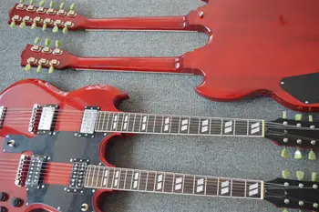 Китара GuitarShack Red EDS1275 Модел Jimmy Page; Китара с двоен брачните;