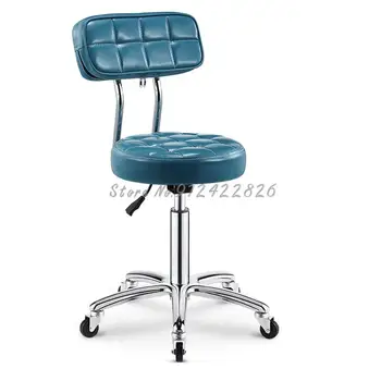 Козметичен стол фризьорски салон фризьорски салон табуретка ролка голям работен стол въртяща се ролка майсторски стол бар стол с облегалка