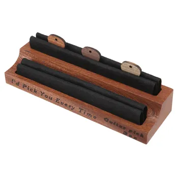 Комплект за притежателите на медиатори с 3 дървени медиаторами, витрина за медиатори от естествено дърво, мини-кутия за съхранение на китарата