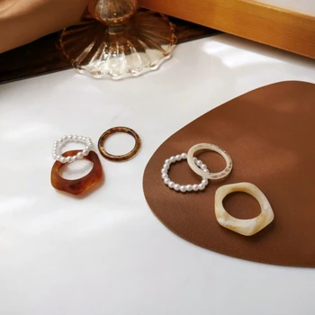 Комплект пръстени за пръстите от 3 опаковки, Комплект пръстени от смола, Сладък дамски пръстени, пръстени прост стил, материал, смола, вечерни бижута за жени и момичета