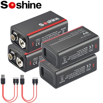 Литиево-йонна батерия Soshine USB 9V 500mAh Литиево-йонни Батерии с нисък саморазрядом, 4-годишен срок на годност, 4LED-дисплей на храна
