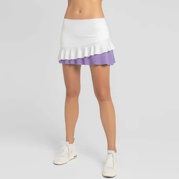 Лятна нова бързосъхнеща пола за бадминтон и тенис на маса, дамски панталон в контрастен цвят с плиссированным подолом, спортни къси панталони