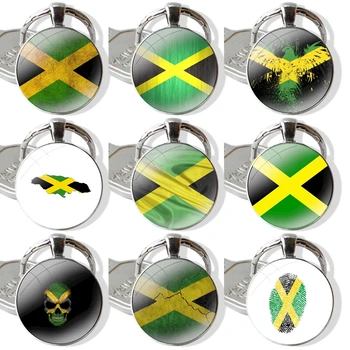 Модерен Дизайн, Творчески Ретро-Висулка с Националния флаг на Ямайка, автомобилни Ръчно изработени Ключодържатели, Стъклени ключодържател с кабошоном