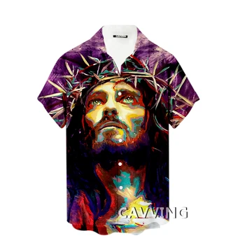 Модерни ежедневни ризи с 3D принтом Исус, мъжки/дамски Ризи с къси ръкави, Свободни дишащи Ризи C2