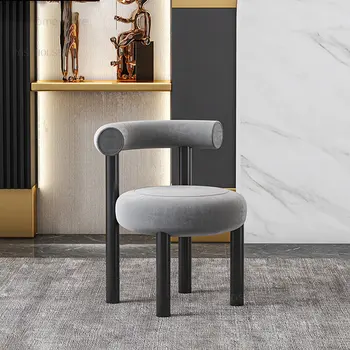 Модерни минималистичные дизайнерски трапезни столове от кадифе, стол за почивка, столове с облегалка в скандинавски кремовом стил за трапезария мебели