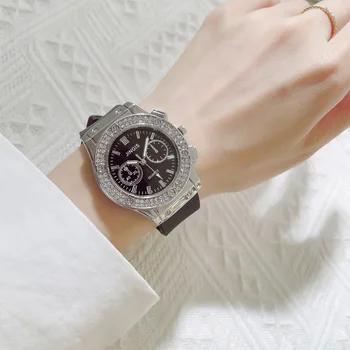 Модни Гумени дамски часовници на Луксозна марка, Ежедневни Дамски кварцов ръчен часовник с диаманти, Прости спортни часовници Relogio Feminino