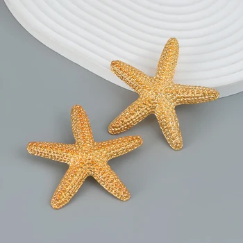 Модни метални обеци с формата на морски звезди, под формата на животни, женски преувеличени и прости висящи обеци, и аксесоари за банкети, бижута