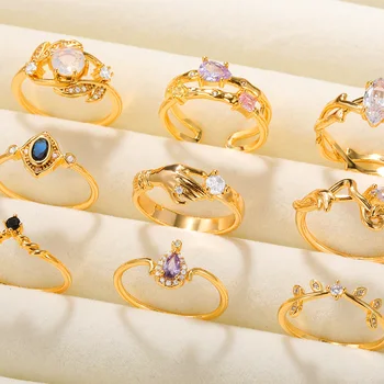 Модни пръстени с геометрични неравности от цирконий за жени златен, сребърен цвят, сватбена халка на пръста си, за двойки, естетически, бижута, Безплатна доставка