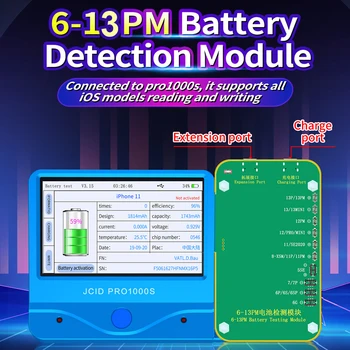 Модул за тестване на батерията на JC Pro1000S за iPhone 6-14ProMax, уред за откриване на батерии, смяна на серийния номер, Тестер работоспособността на батерията